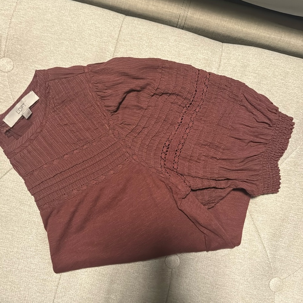 LOFT embroidered yoke top